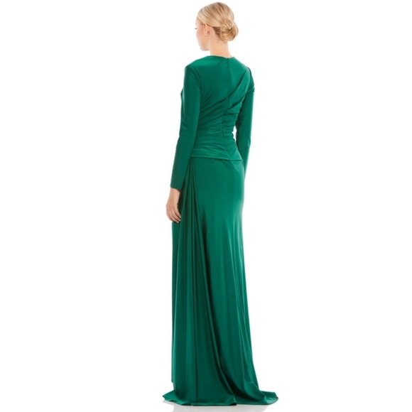 MAC DUGGAL Size 10 Plunge Emerald Side Slit Formal Dress Gown - Picture 4 of 8
